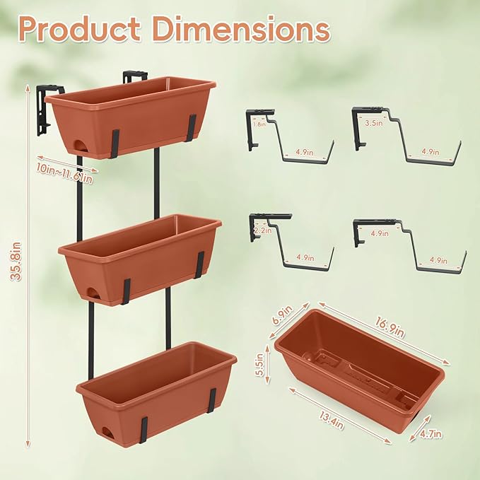 OYEAL Railing Planter Box Raised Garden Bed