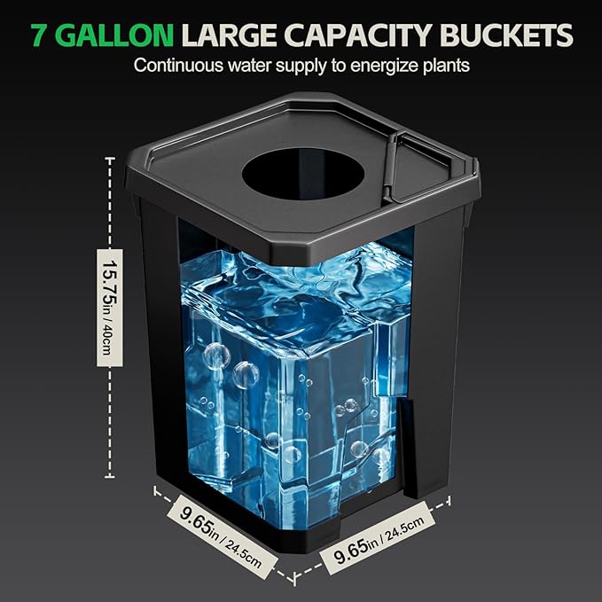 SPECILITE DWC Hydroponics Grow System with Top Drip Kit 7 Gallon 2 Buckets Deep Water Culture Recirculating Drip Garden System with Plant Stand with Wheels Air Pump Air Stone Air Hose