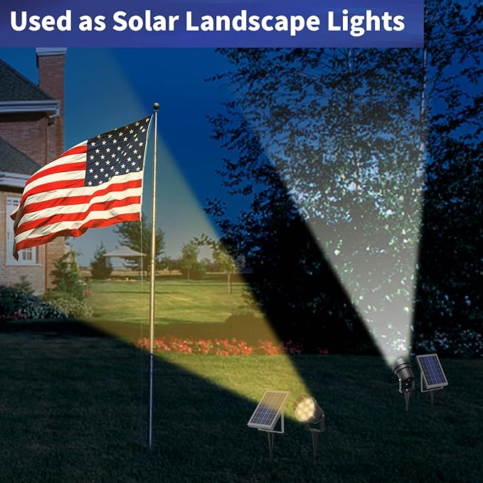 Ofuray Solar Flag Pole Light OutdoorDimmable Brightest Flag Pole Light Solar Powered American Flag Coverage Led Solar Flag Pole Lights Outdoor Dusk to Dawn fit 1.5''-4'' Flagpole for House