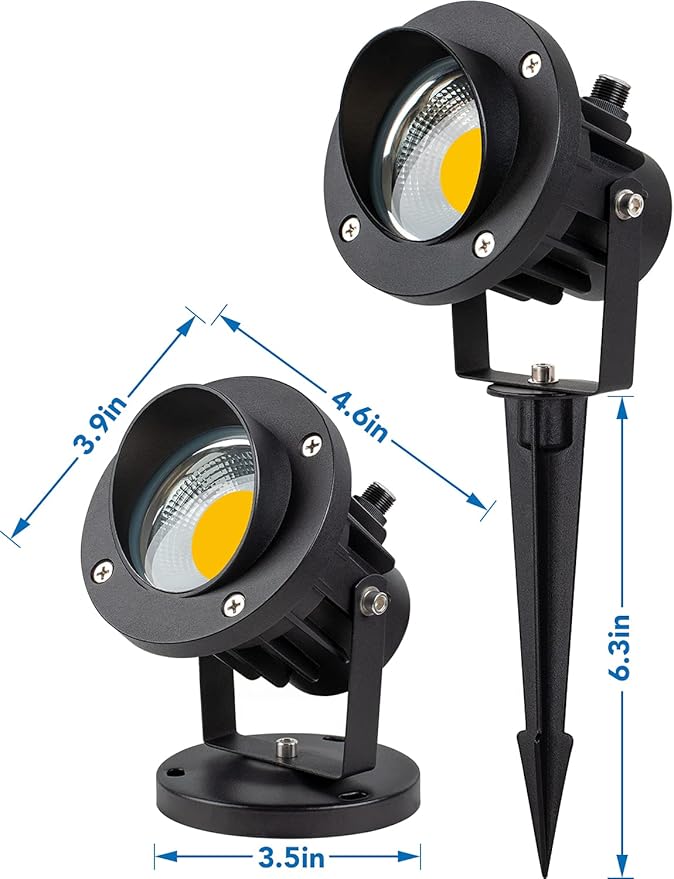 SUNVIE 20W Spot Lights Outdoor with Photocell Sensor Dusk to Dawn LED Landscape Spotlights Waterproof 120V 2000LM 3000K Landscape Lighting for Yard Flag Tree Garden 6 FT US 3-Plug in Cord 2 Pack