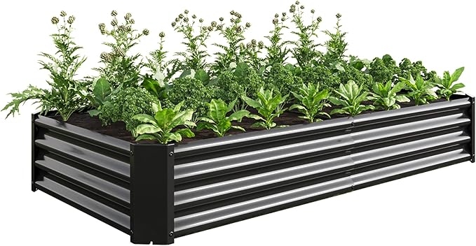 Raised Garden Bed Outdoor 6×3×1ft Metal Raised Rectangle Planter Beds for Plants Vegetables and Flowers - Black