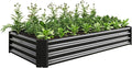 Raised Garden Bed Outdoor 6×3×1ft Metal Raised Rectangle Planter Beds for Plants Vegetables and Flowers - Black