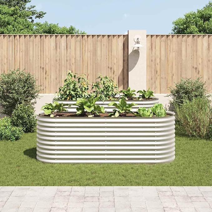 Garden Raised Bed Gabion cages for retaining walls Outdoor Backyard Planter Raised garden bed Suitable for Outdoor Landscape Lawn Cafes Backyard Patio 94.5x31.5x31.9 Galvanized Steel Silver
