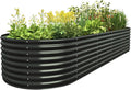 FRIZIONE 9FT(L)×3FT(W)×2FT(H) Galvanized Raised Garden Bed Outdoor Metal Raised Garden Beds for Flower Raised Planter Box Outdoor for Herb Vegetable-Gray