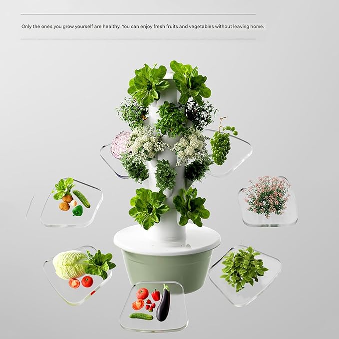 5/7/9-Layer Vertical Hydroponic Tower Indoor/Outdoor Hydroponics Growing System Kit for Fruits Vegetables Herbs with Water Pump