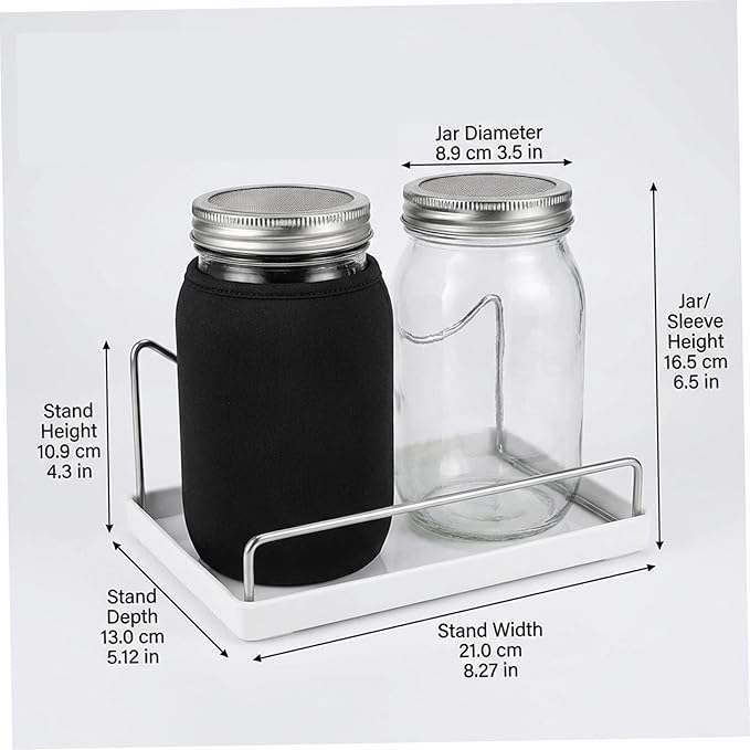 Sprouts Growing Kit Wide Mouth Sprouting Jar Kit with Stainless Steel Mesh Lids Drip Tray and Stand for Broccoli Mung Bean &amp Alfalfa Sprouts Growing