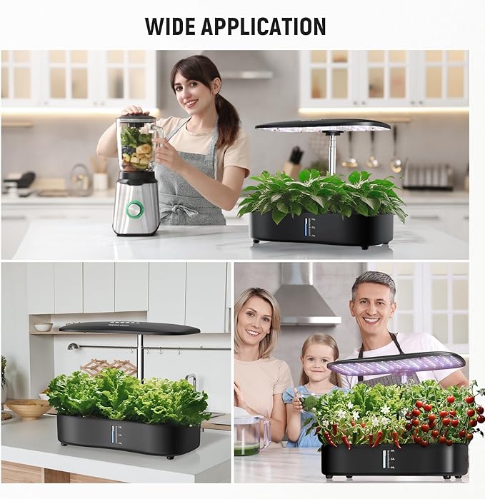 NEEWER Basics Hydroponics Growing System Kit with LED Plant Light/3 Growing Modes/12 Pods/Timer/LCD/Smart Quiet Pump Touch Light Planter for Herb Garden Vegetables Flowers Indoor Gardening HGS01