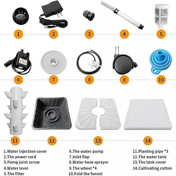 Garden Hydroponic Growing System Vertical - 15 Layer 45 Plants Sites Tower with Pump and Movable Water Tank - Vegetable Plant Tower Gift for Gardening Lover