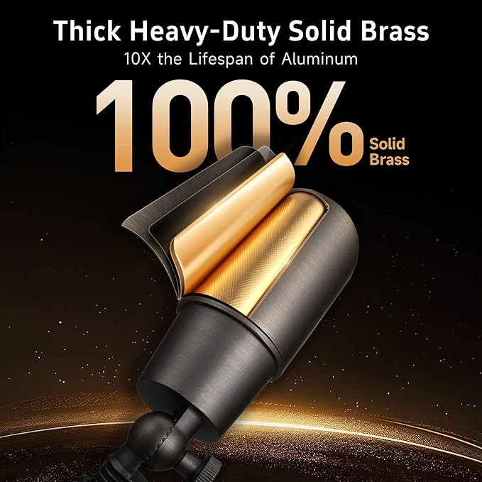 Gardenreet LED Spot Light Outdoor - Die-Cast Brass 12V Uplighting Waterproof Low Voltage Landscape Lights Metal Bronze for Fence Fountain with Warm White MR16 Replaceable Bulbs (12 Pack)