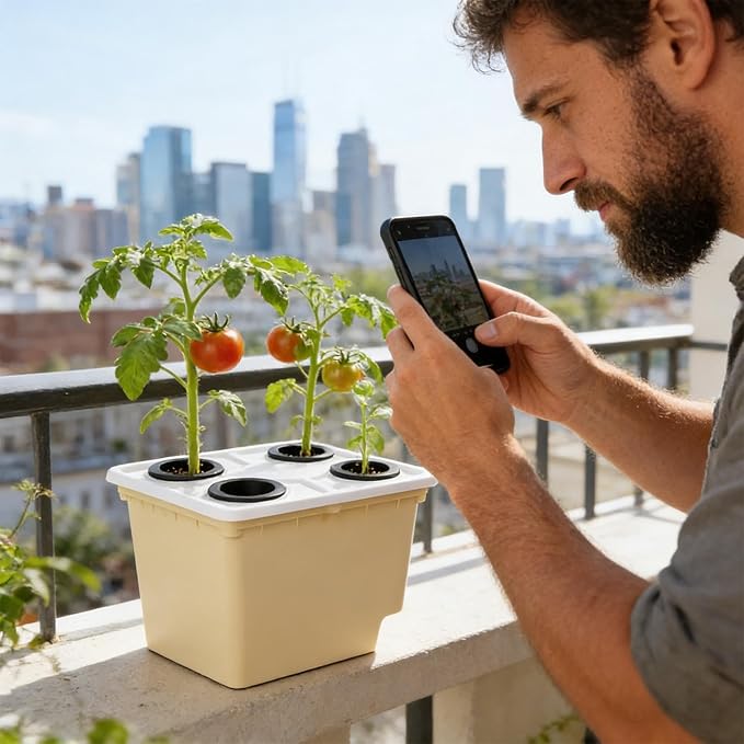 Hydroponic Vegetable Planter - Siphonic Drainage Gardening Supplies | Soilless Cultivation Barrels | for Indoor Outdoor Windowsill Balcony Greenhouse Tomato Cucumber Fruit