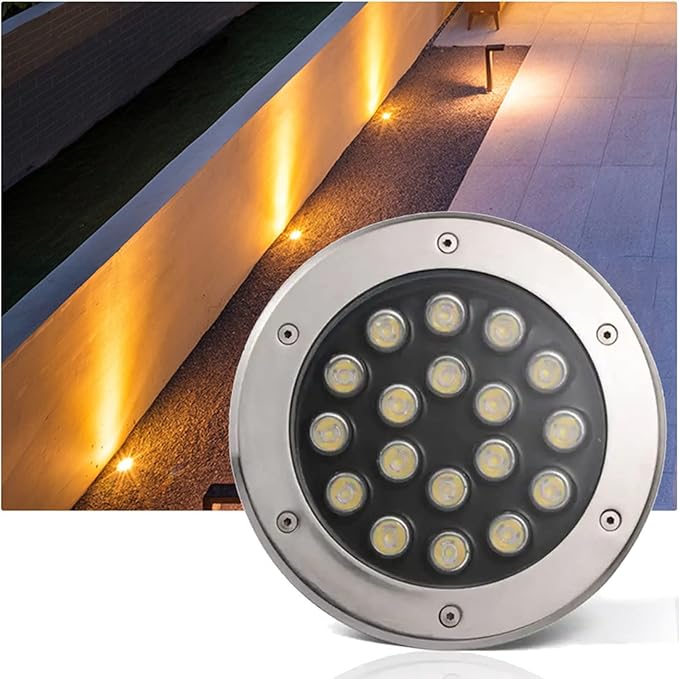 Recessed Ground Light Garden Buried Lights IP66 Waterproof Embedded Round Spotlight AC85-110V Outdoor Underground Light for Pathway Driveway Deck Patio Yard Landscape Light
