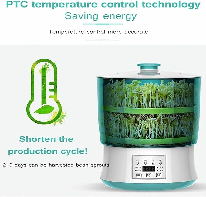 Automatic Sprouter Bean Growing Machine 3 Layers Germination Tank Seed Germination Machine LED Display Time Control 360° Automatic Spray for Every HOM