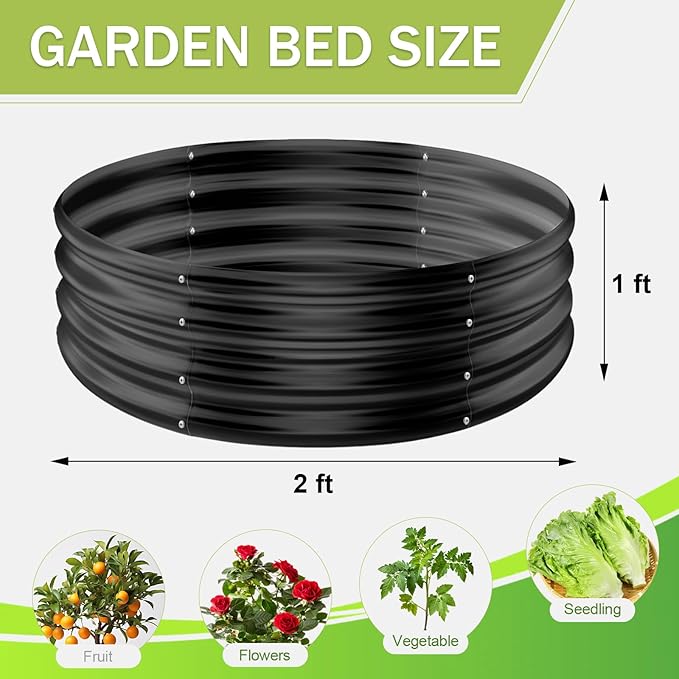 AHEONLAR 3Pack 2x2x1 ft Round Galvanized Raised Garden Bed Kit Round Metal Flower Box Large Planter Raised Beds Outdoor Garden for PlantingFruitHerb-Grey