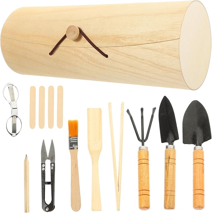 balacoo 1set Mini Gardening Tool Set Hand Tool Kit for Bonsai and Vegetables Resistant for Planting Weeding Trimming and Soil Aeration