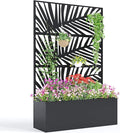 Garvee Metal Raised Garden Bed with Trellis 71x47x16 Metal Planter Box with Trellis Privacy Screen for Climbing Plants Vegetable Vines Drainage Holes 15.8 Deep Planting Bed Black