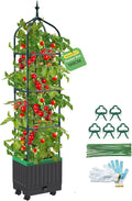 Raised Garden Bed Planter Boxes with Trellis1pcs 70.9Self-Watering Tomato Planter Boxes with Trellis for Climbing Vegetables Plants Flowers Tomato with WheelsUse for Indoor Outdoor (Black)