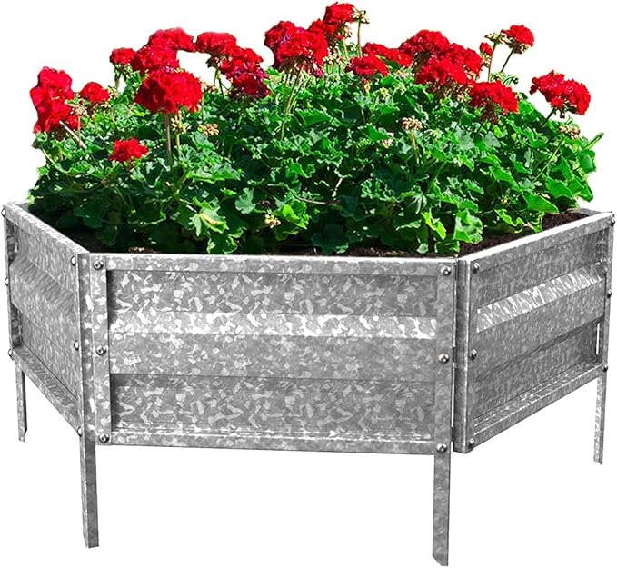 Galvanized Raised Garden Bed - 21 L x 9.75 W x 5.5 H Raised Garden Beds Outdoor Hexagonal Planter Box Kit for Flowers Vegetables Fruits or Herbs - Raised Bed Garden Planters by Pure Garden
