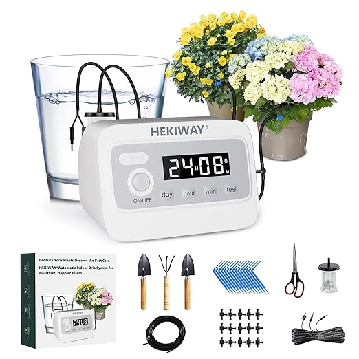 82FT Automatic Plant Watering System–HEKIWAY 390 Adjustable Watering Modes Supports 25-36 Pots | Indoor Garden System &amp Vacation Plant Watering Devices Auto Watering for Plants Outdoor
