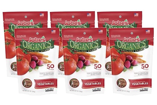 Jobe's 6028 50-Pack Organic Vegetable Fertilizer Food Spikes Garden Lawn Supply Maintenance (Pack of 6)