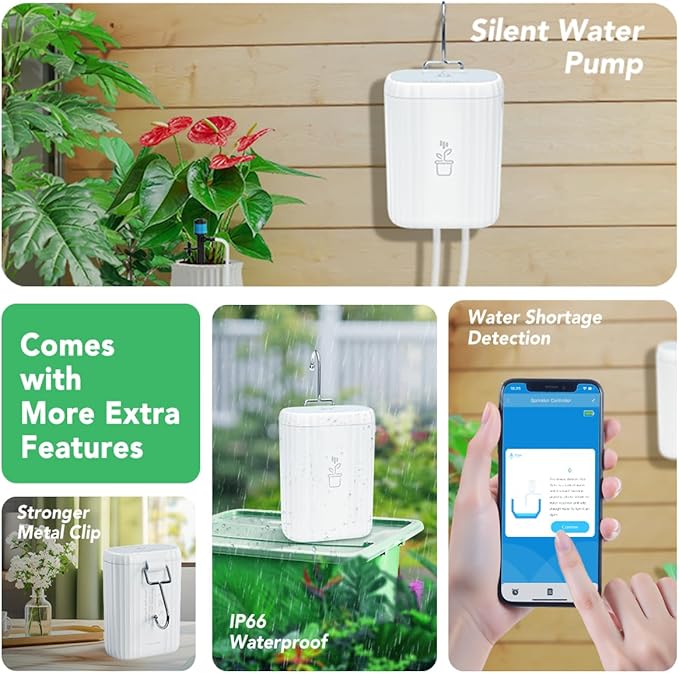 Automatic Plant Watering Devices for Indoor/Outdoor GreenVation 2.4GHz WiFi Sprinkler Timer Self Watering System for Potted Plants Smart Auto Drip Irrigation Kit for Garden (10 Zone)