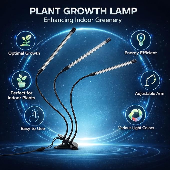 Indoor Plant Grow Light 5V USB Powered Adjustable Gooseneck with Timing Function - Energy Efficient LED Lights for Growing Plants in Greenhouses &amp Indoor Gardens
