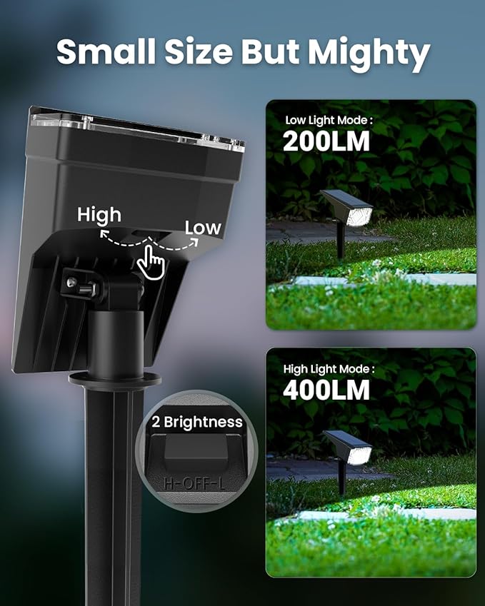 Solar Spot Lights Outdoor Solar Lights Outdoor Waterproof IP65 Compact Design Landscape Spotlights for Garden Tree Yard House Pathway Decorations 4 Pack Cool White