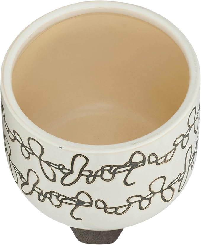 S2 Ceramic 68 Scribble Footed Planter Beige