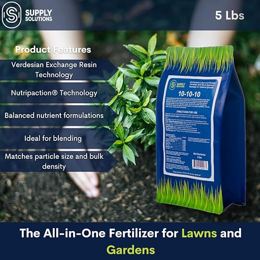 Supply Solutions 10-10-10 Complete Lawn &amp Garden Granular Fertilizer with Micronutrients – Balanced NPK Plant Food for Soil Health Blooms &amp Roots – Safe for Vegetables Fruits Lawns (5 Pound