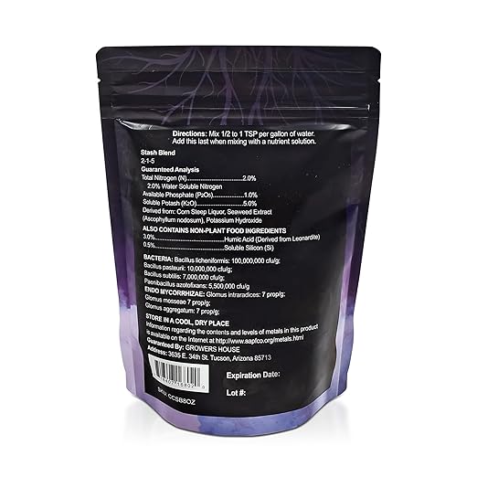 Stash Blend Premium Plant Additive Root Hormone for Plants - with Corn-Steep Liquor Seaweed Powder Humic Acid Mycorrhizae Microbial Bacteria Soluble Silicon - Ideal for Gardeners and Growers