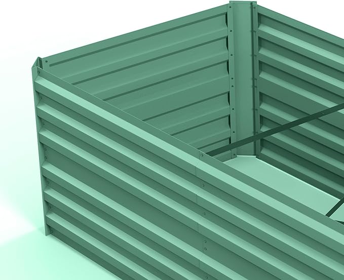 Outsunny Galvanized Raised Garden Bed Kit with Reinforcing Bars Large and Tall Metal Planter Box for Vegetables Flowers and Herbs 6' x 3' x 2' Light Green