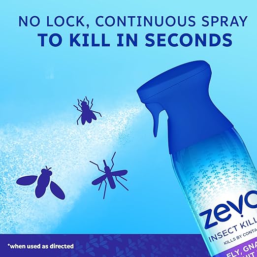 Zevo Flying Insect Killer Spray - Bug Spray for Home Use - Versatile Gnat Mosquito Fruit Fly Killer &amp More - with Rosemary &amp Cornmint Oil - for Indoor &amp Outdoor Use (3 Bottles)