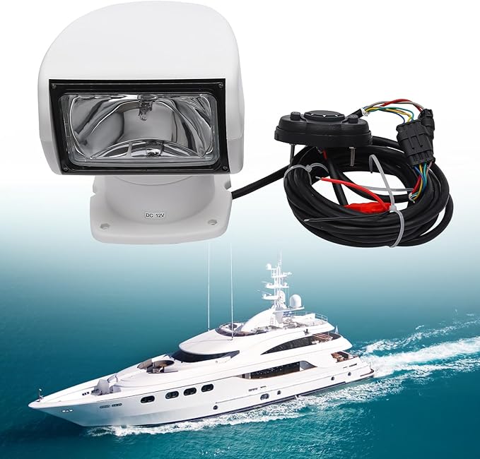 Marine Searchlight 12V 100W Rotating Remote Searchlight with Long Power Cord Marine Remote Spotlight Marine Spotlight Suitable for Yachts Coast Guards Marine Police Fishing Boats