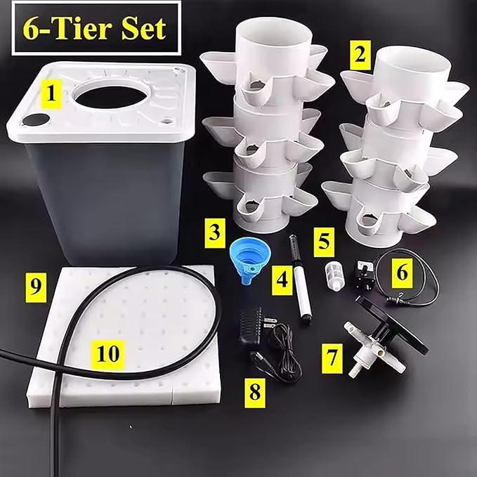 Balcony Hydroponic Tower Garden 25-Plants Hydroponics Growing System Kit for Beginners Home Indoor Gardening Herbs Fruits and Vegetables Automatic Watering