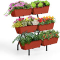 Raised Garden Beds Vertical Garden Planters Indoor Outdoor Standing Raised Planter Box with Legs Plastic Raised Bed Tiered Planter Boxes Elevated Herb Flower Beds for Vegetables Balcony Patio Red