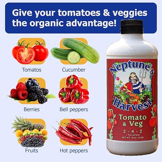 Neptune's Harvest Organic Plant Fertilizer | Liquid Fertilizer for Lawn Garden &amp Houseplant | Rich in Essential Nutrients | Tomato &amp Veg 2-4-2 (Pint) + Rose &amp Flowering Plant Food 2-6-4 (