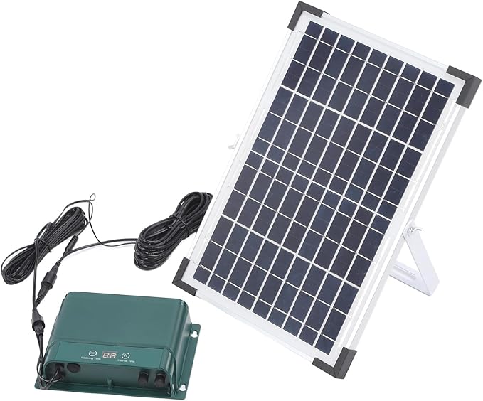 Solar Automatic Drip Irrigation Kit 18V 10W Polycrystalline Silicon Solar Powered Auto Watering Gardening System for Indoor Outdoor Plants Gardens Balconies Terraces
