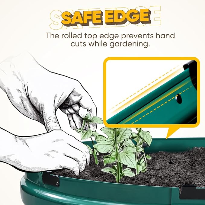 KING BIRD Raised Garden Bed Kit 2025 Upgraded Quick-Setup Galvanized Planter Garden Box Outdoor for Gardening Vegetables Flowers 74x36x12 in Green