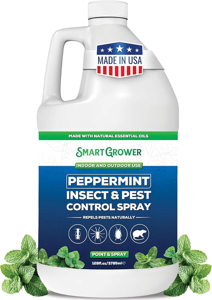 All Natural Peppermint Oil Insect &amp Pest Control Spray Repels Mice Spiders Ants for Home Indoor Outdoor Garden Maximum Strength Smart Grower Ready to Use 128 FL OZ