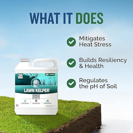 Turf Titan Lawn 360 Mid-Summer Lawn Care Bundle – Amazing Lawn Kelper + Root Booster Kit Each with Hose End Sprayer – Organic Seaweed and Soil Conditioner for All Grass Types – Lawn Fertilizer