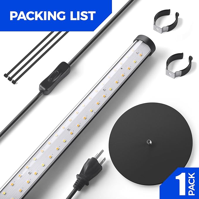 Barrina Standing Grow Light for Indoor Plants 20W 2FT Desk LED Plant Light Hanging and Standing Table Top Full Spectrum Vertical Grow Lights with Stand and On/Off Switch Ideal for Plants Growth