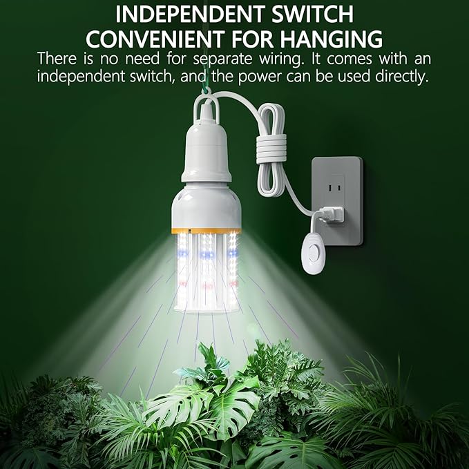 2 Pack led Grow Light Bulb for Indoor Plants 6000K Blue Red Full Spectrum Plant Grow Light 360° Large Area Irradiation Perfect for Growing Flowers and Vegetables Indoors(2 Pack 168 LED)