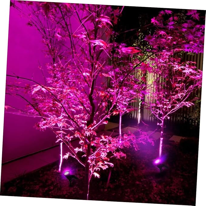 2pcs RGB Solar Spotlights with LEDs for Lawn and Patio Easy to Install Ground Plug Landscape Lights for Outdoor Garden Decor