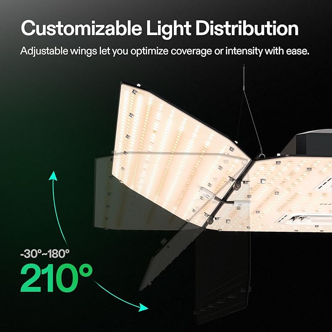 VIVOSUN AeroLight Wing AW400SE LED Grow Light 400W with Integrated Circulation Fan App Compatible Used with Growhub Controller E42A/E25 to Achieve More Functions for 4x4/5x5 Grow Tent