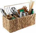 Garden Tools Woven BasketGarden Tool Organizer with HandleWicker Storage Basket with 4 CompartmentsPruning ShearsGlovesShovelGardening Gifts for Women Men14 L X 8 W X 5.5 H