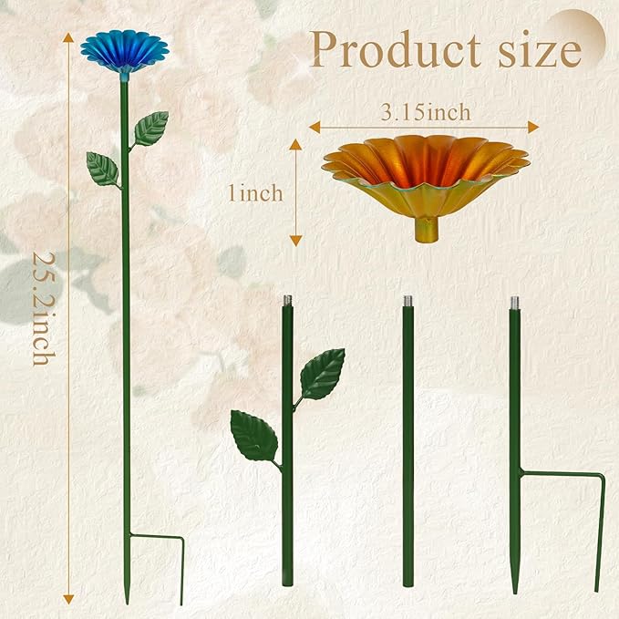 8 Pack Bee Watering Station Bee Bath for Garden Metal Bee Water Feeder with Flower Design Colorful Butterfly Bee Bath Bowl for Outdoor Garden Yard Decor