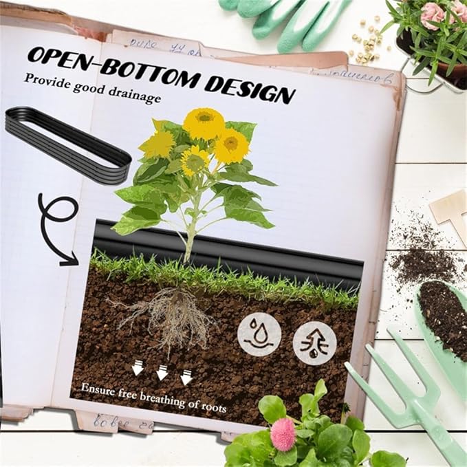 94.5 Inch Galvanized Steel Raised Garden Bed Planter with Open Bottom – Weed Resistant Outdoor Vegetable Herb Flower Planter Easy to Assemble