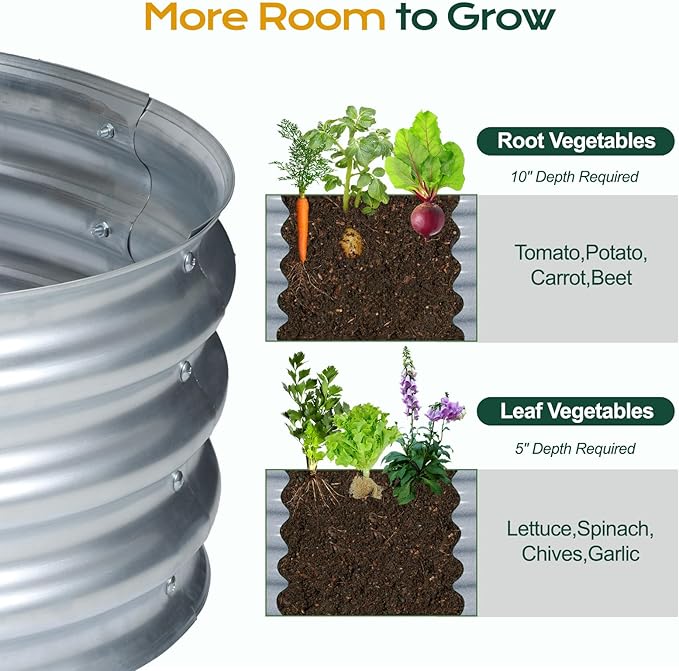 Aoodor Galvanized Raised Garden Bed Kit 6 x 2 x 1 Ft Oval Planter Boxes for Vegetables Flowers and Herbs Outdoor Use Silver