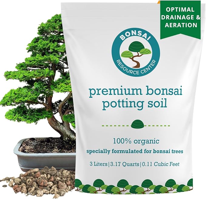 100% Organic Bonsai Soil – All-Natural Well-Draining Potting Mix for Healthy Bonsai Succulents Cactus &amp Kokedama | Pumice Akadama Bark | Made in USA | 3L Bag
