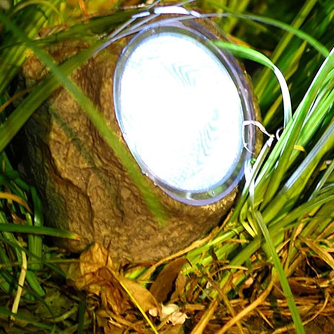 Solar Energy Lawn Spotlights 2pcs Waterproof Stone-Shaped Outdoor LED Flood Lights with 3 LEDs Solar Powered Garden Landscape Lighting for Patio and Yard