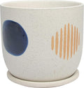 8 Funky Planter W Saucer White